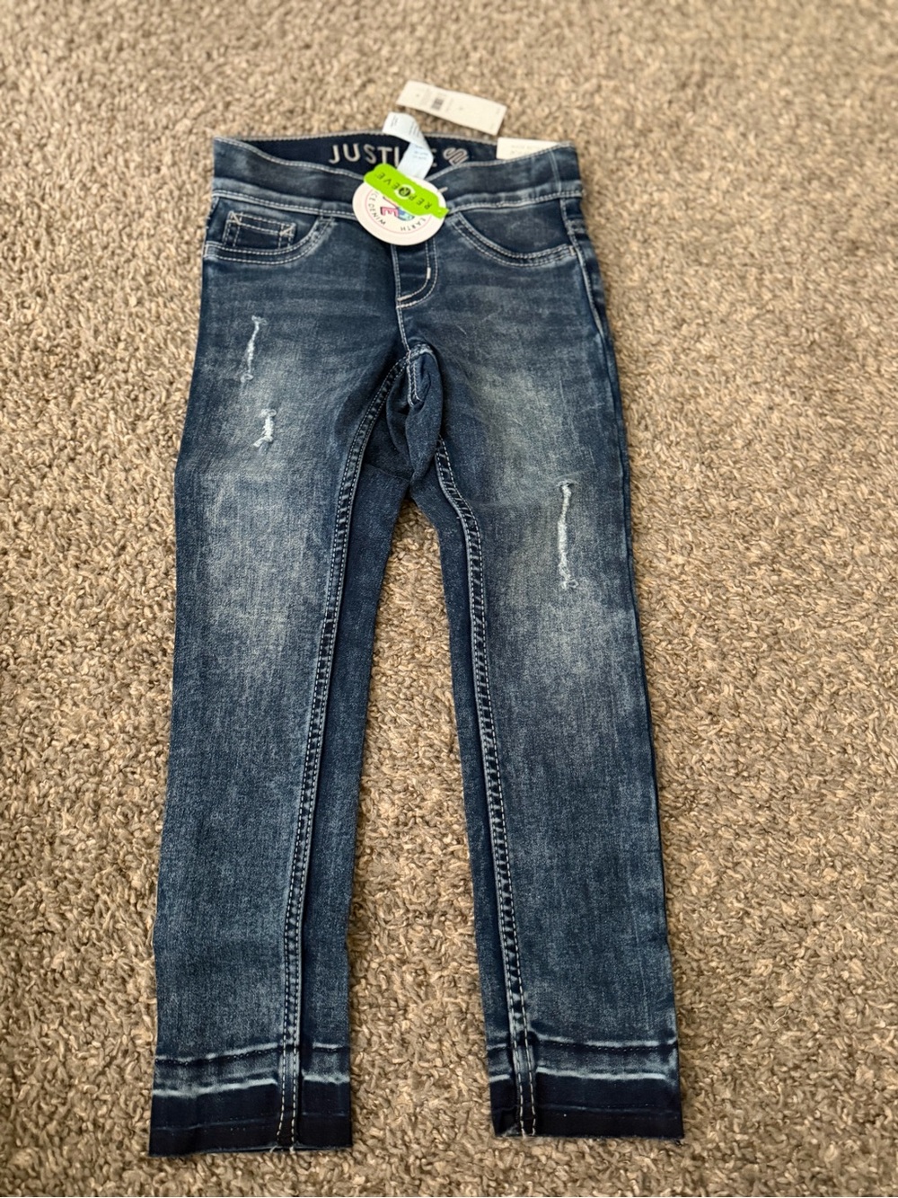 Justice Girls Blue Faux-Denim Jeggings